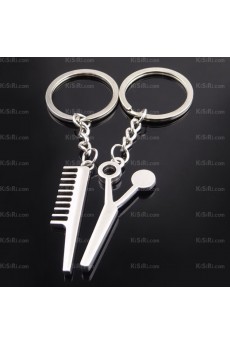 His and Hers Cute Zinc Alloy Scissors Combs Keychain (A Pair)