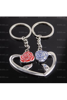 Elegant Small Pendant Zinc Alloy Rose Keychain (A Pair)