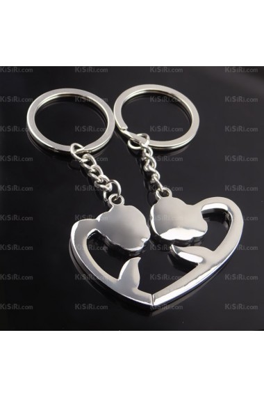 Elegant Small Pendant Zinc Alloy Rose Keychain (A Pair)