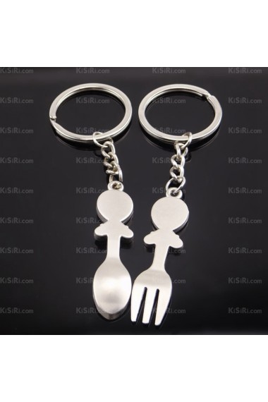 Cheap Small Pendant Zinc Alloy Knife and Fork Keychain (A Pair)