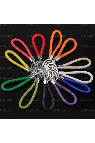 Zinc Alloy Leather Rope Keychain (Two Pair)(Random Color)