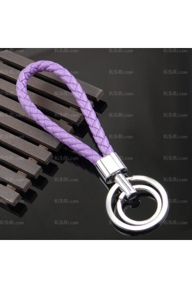 Zinc Alloy Leather Rope Keychain (Two Pair)(Random Color)