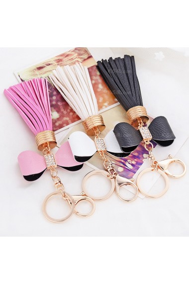 Cute Small Pendant Zinc Alloy Bow Keychain (A Pair)(Random Color)