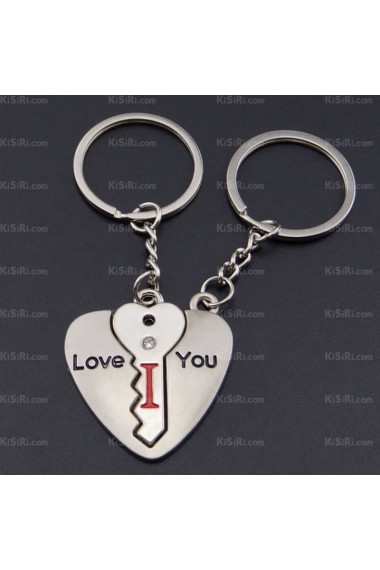 His and Hers Cheap Zinc Alloy?Heart-shaped Keychain (A Pair)