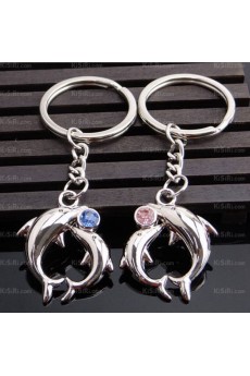 His and Hers Small Pendant Personalized Zinc Alloy Dolphin Keychain (A Pair)