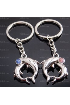 His and Hers Small Pendant Personalized Zinc Alloy Dolphin Keychain (A Pair)