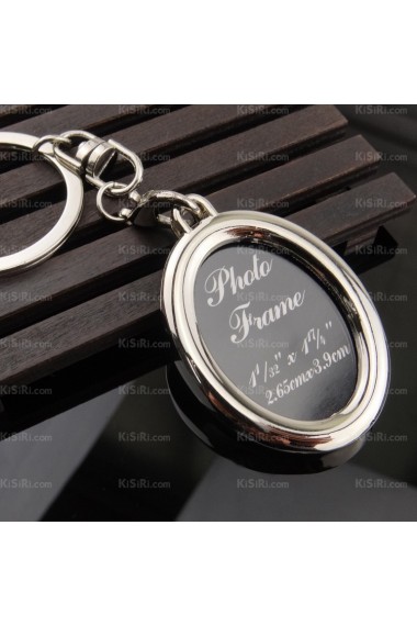 His and Hers Cheap Zinc Alloy Round Photo Frame Keychain (A Pair)(Same Style)