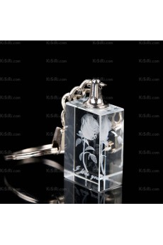 His and Hers Elegant Rectangle Crystal Rose Keychain (A Pair)(Same Style)