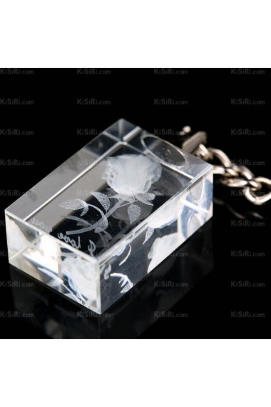 His and Hers Elegant Rectangle Crystal Rose Keychain (A Pair)(Same Style)