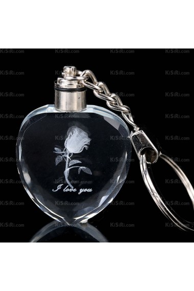 New Style Heart-shaped Crystal Rose Keychain (A Pair)(Same Style)