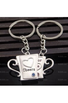 His and Hers Small Pendant Personalized Zinc Alloy Cup Keychain (A Pair)