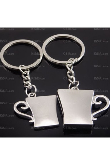 His and Hers Small Pendant Personalized Zinc Alloy Cup Keychain (A Pair)