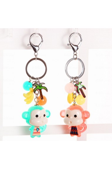 Small Pendant Exquisite Elegant Metal Monkey Keychain (A Pair)