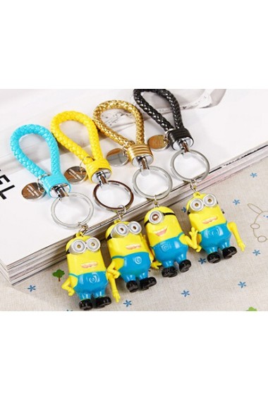 Bag Pendant LED Luminous Rotocast Small Yellow People Keychain (A Pair)(Random Color)