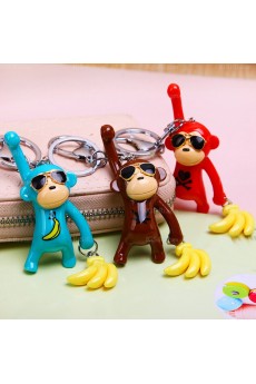 Cheap Plastic Little Monkey Banana Pendant Keychain (A Pair)(Random Color)