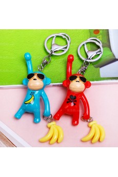 Cheap Plastic Little Monkey Banana Pendant Keychain (A Pair)(Random Color)