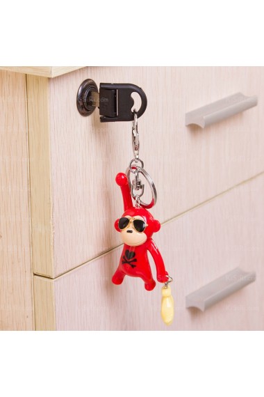 Cheap Plastic Little Monkey Banana Pendant Keychain (A Pair)(Random Color)