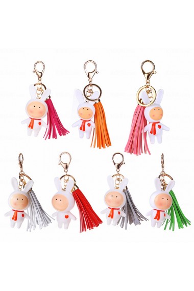 Three-dimensional Cartoon Animal Pendant Plastic Rabbit Keychain (A Pair)(Random Color)