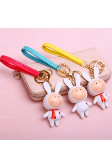 His and Hers Cheap Plastic Rabbit Keychain (A Pair)(Random Color)