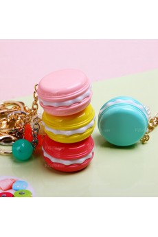 His and Hers Cute Leather Macaron Keychain (A Pair)(Random Color)