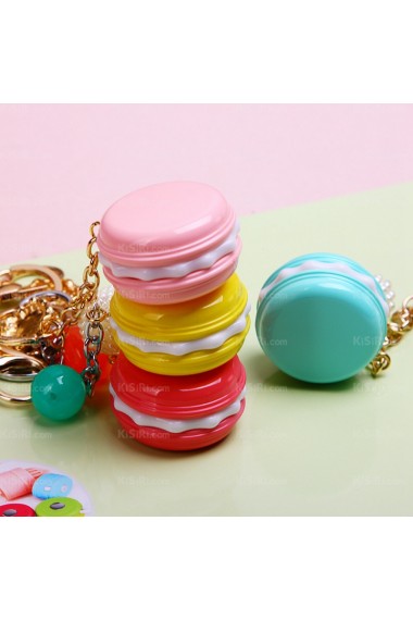 His and Hers Cute Leather Macaron Keychain (A Pair)(Random Color)