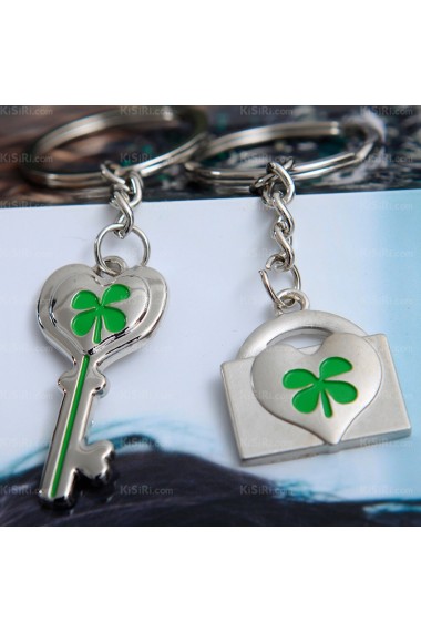 Couples Elegant Zinc Alloy Lucky Clover Keychain (A Pair)