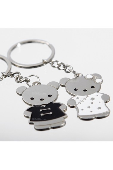 His and Hers Cheap Small Pendant Zinc Alloy Bear Keychain (A Pair)