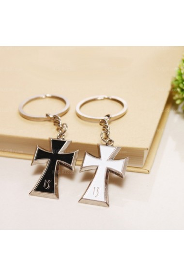 Personalized Small Pendant Zinc Alloy Cross Keychain (A Pair)