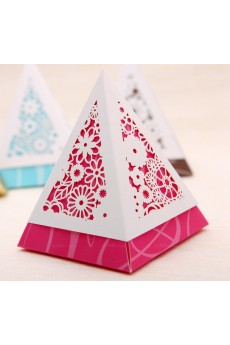 Triangle Red Color Card Paper Wedding Favor Boxes (12 Pieces/Set)