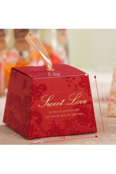 Red Color Personalized Wedding Favor Boxes (12 Pieces/Set)