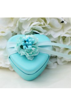 Heart-shaped Blue Color Exquisite Wedding Favor Boxes (12 Pieces/Set)