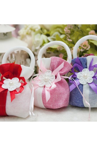 Ribbons Hand-made Flower Classical Wedding Favor Bags (12 Pieces/Set)