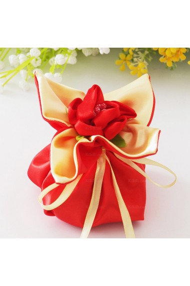 Hand-made Flower Red Color Wedding Favor Bags (12 Pieces/Set)