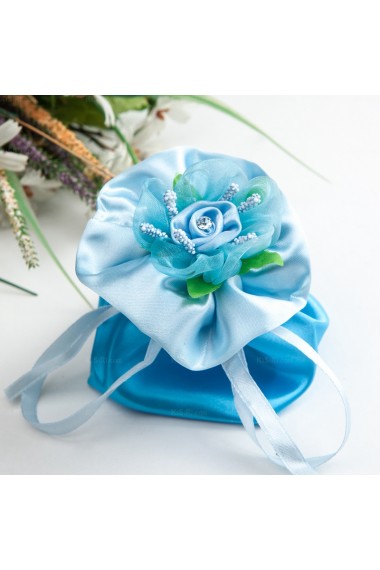 Hand-made Flower Blue Color Classical Wedding Favor Bags (12 Pieces/Set)