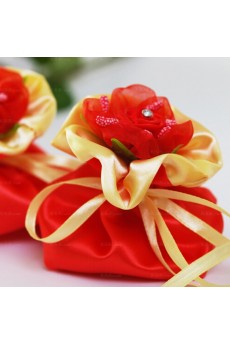 Hand-made Flower Red Color Wedding Favor Bags (12 Pieces/Set)