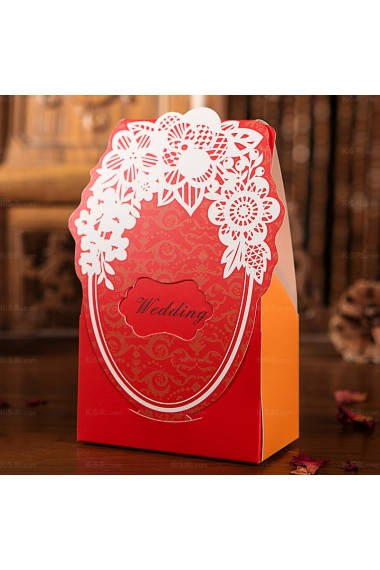 Red Color Exquisite Wedding Favor Boxes (12 Pieces/Set)