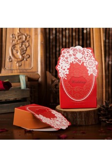 Red Color Exquisite Wedding Favor Boxes (12 Pieces/Set)