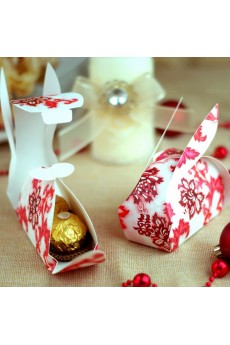 Rabbit Red Color Fashion Wedding Favor Boxes (12 Pieces/Set)