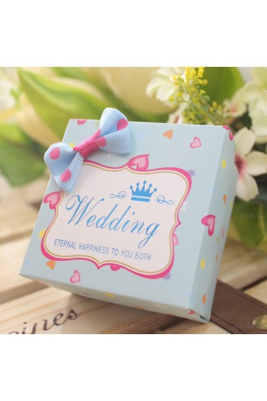 Bowkont Sky Blue Personalized Card Paper Wedding Favor Boxes (12 Pieces/Set)