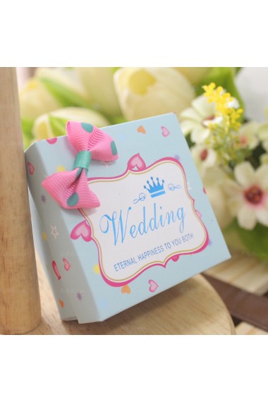 Bowkont Sky Blue Personalized Card Paper Wedding Favor Boxes (12 Pieces/Set)