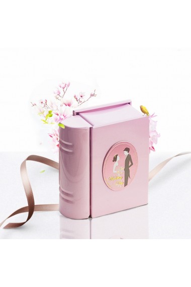 Pink Color Personalized Wedding Favor Boxes (12 Pieces/Set)