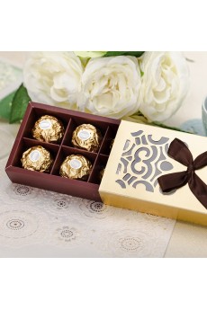 Coffee Color Exquisite Wedding Favor Boxes (12 Pieces/Set)