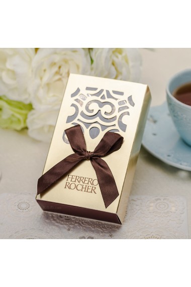 Coffee Color Exquisite Wedding Favor Boxes (12 Pieces/Set)