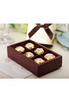 Coffee Color Exquisite Wedding Favor Boxes (12 Pieces/Set)