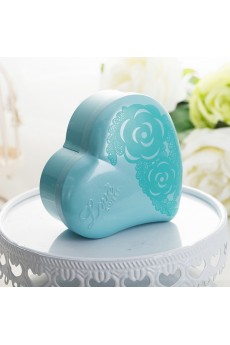 Blue Color Heart-shaped Exquisite Wedding Favor Boxes (12 Pieces/Set)