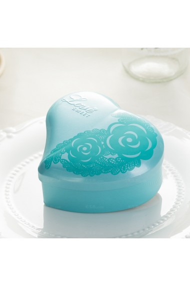 Blue Color Heart-shaped Exquisite Wedding Favor Boxes (12 Pieces/Set)