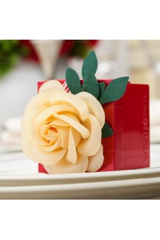 Red Color Exquisite Hand-made Flower Wedding Favor Boxes (12 Pieces/Set)