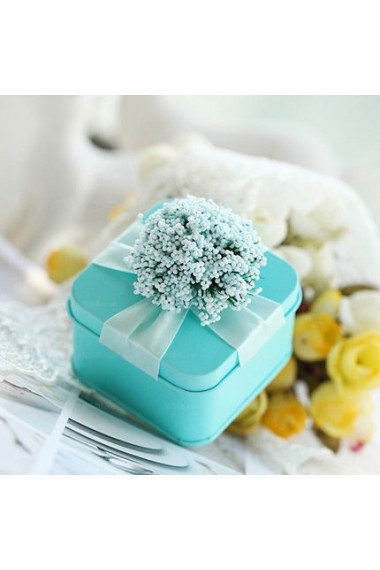 Blue Classical Ribbons Flower Wedding Favor Boxes (12 Pieces/Set)