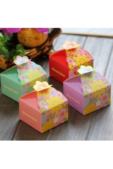 Blue Color Small Floral Wedding Favor Boxes (12 Pieces/Set)