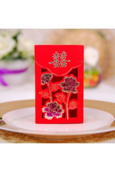 Red Color Wedding Favor Boxes (12 Pieces/Set)